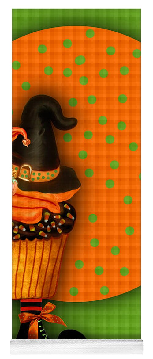Halloween Art Yoga Mat featuring the mixed media Witch Cupcake 5 by Carol Cavalaris