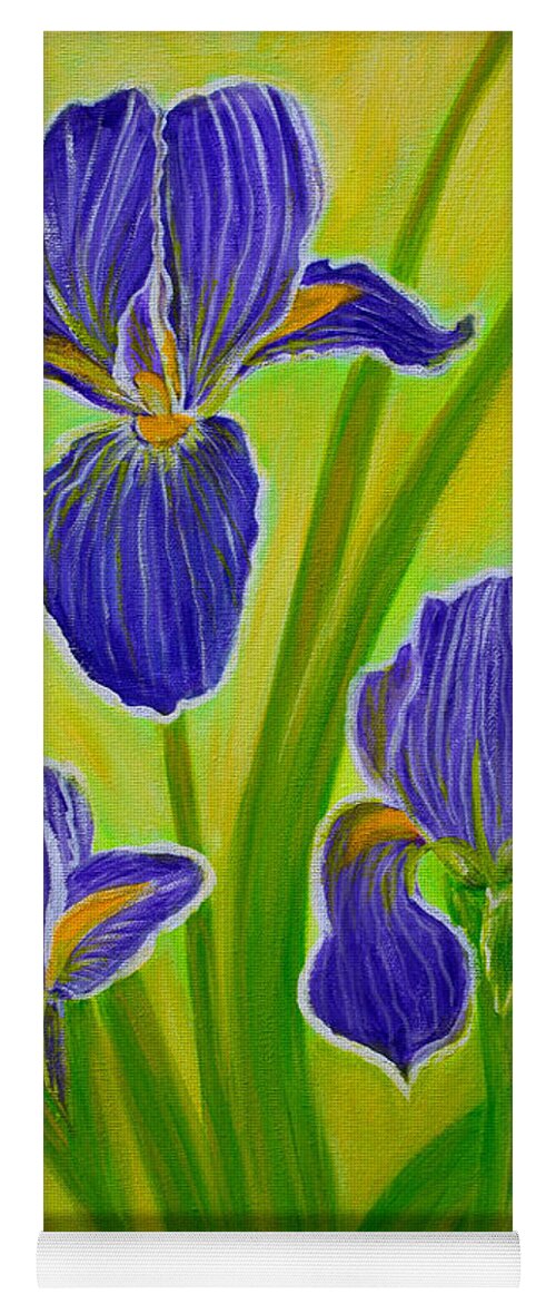 Wonderful Yoga Mat featuring the painting Wonderful Iris Flowers 3 by Oksana Semenchenko
