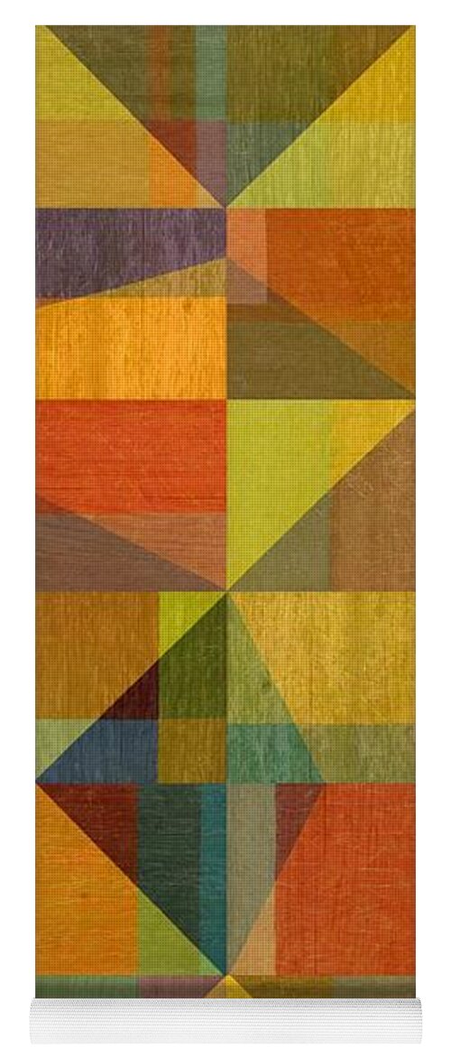Abstract Yoga Mat featuring the painting Wood and Angles by Michelle Calkins