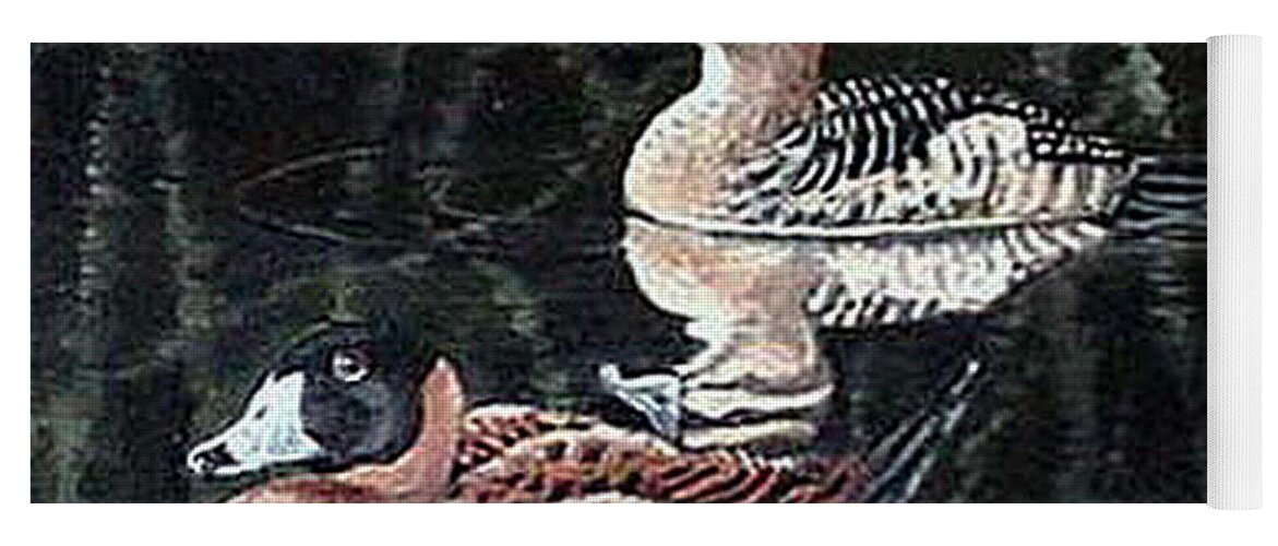 Nature Yoga Mat featuring the painting Wood Ducks Study by Donna Tucker