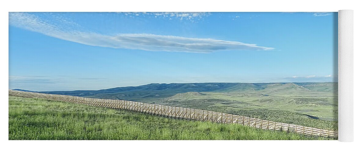 Wyoming Yoga Mat featuring the photograph Wyoming Snow Fence by Cathy Anderson