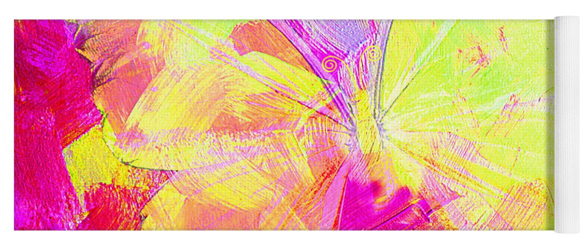 Butterfly Yoga Mat featuring the painting Yellow Butterfly by Jan Marvin by Jan Marvin