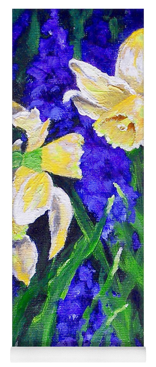 Flowers Yoga Mat featuring the painting Yellow Daffs by Jamie Frier