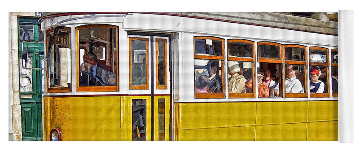 Lisbon Yoga Mat featuring the photograph Yellow Electric Trolly of Lisbon by David Letts