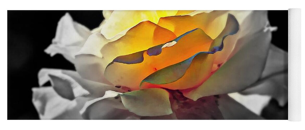 Flowers Yoga Mat featuring the digital art Yellow Rose Series - ...But soul is alive by Lilia D