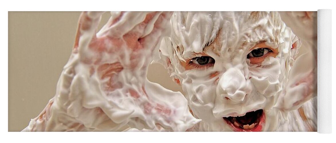 Young Boy Covered In Shaving Cream Yoga Mat by Beck Photography - Pixels