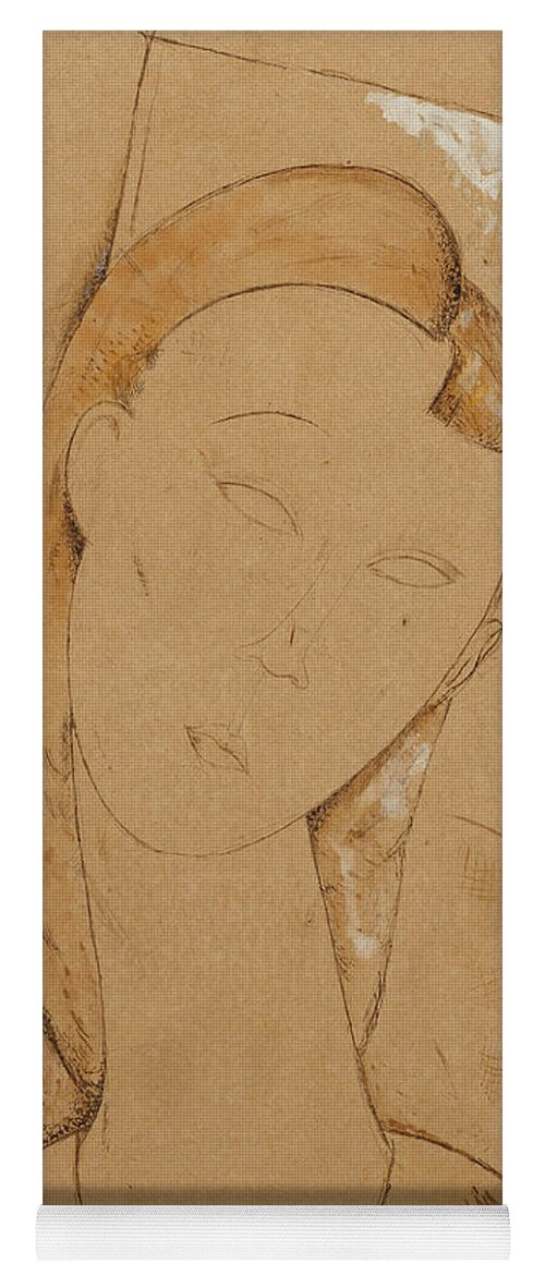Modigliani Yoga Mat featuring the painting Young Woman Giovane Donna by Amedeo Modigliani