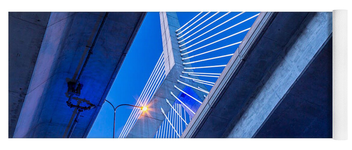America Yoga Mat featuring the photograph Zakim Bridge in Blue by Susan Cole Kelly