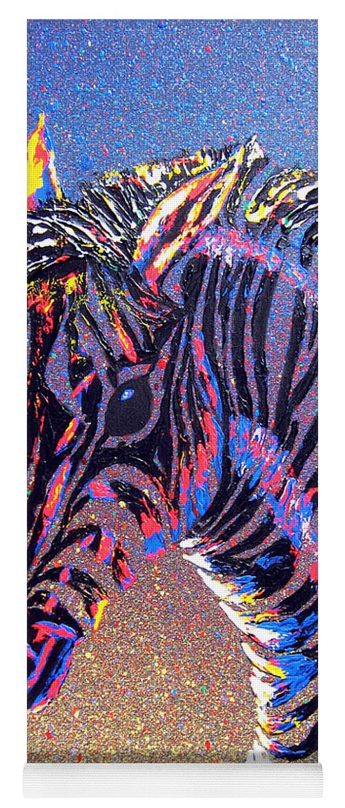 Zebra Yoga Mat featuring the painting Zebra Fantasy by Mayhem Mediums