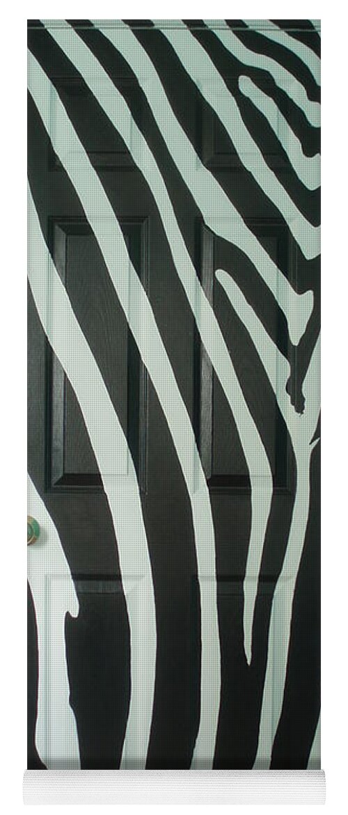 Acrylic Paint On Wood Yoga Mat featuring the painting Zebra Stripe Mural - Door Number 1 by Sean Connolly