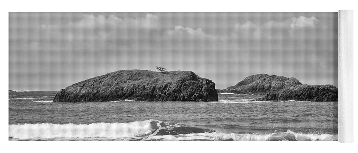 Tofino Yoga Mat featuring the photograph Zen Rocks Black and White by Allan Van Gasbeck