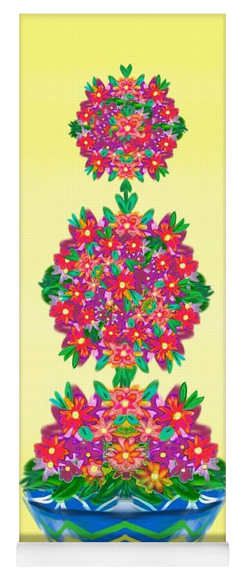 Floral Yoga Mat featuring the digital art Zig zag topiary by Christine Fournier