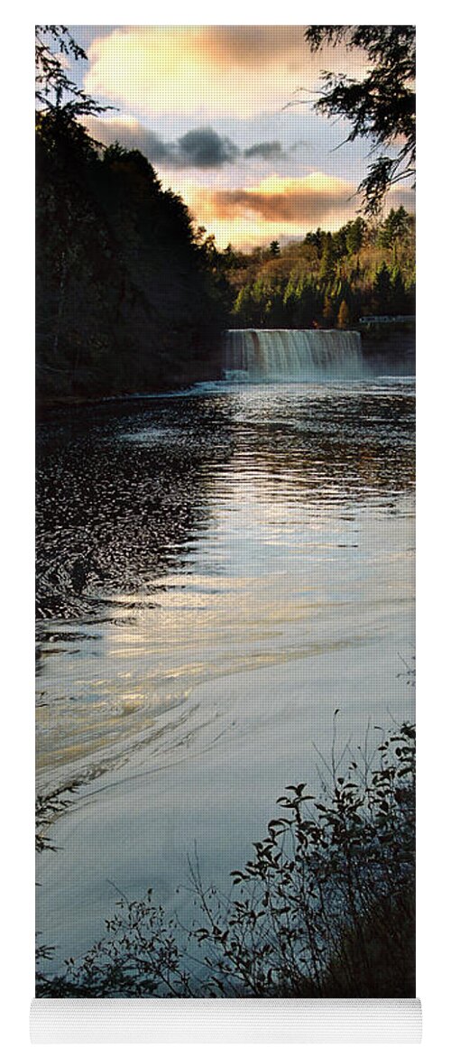 Tahquamenon Falls Yoga Mat featuring the photograph Sunset At Tahquamenon Falls by Ron Weathers