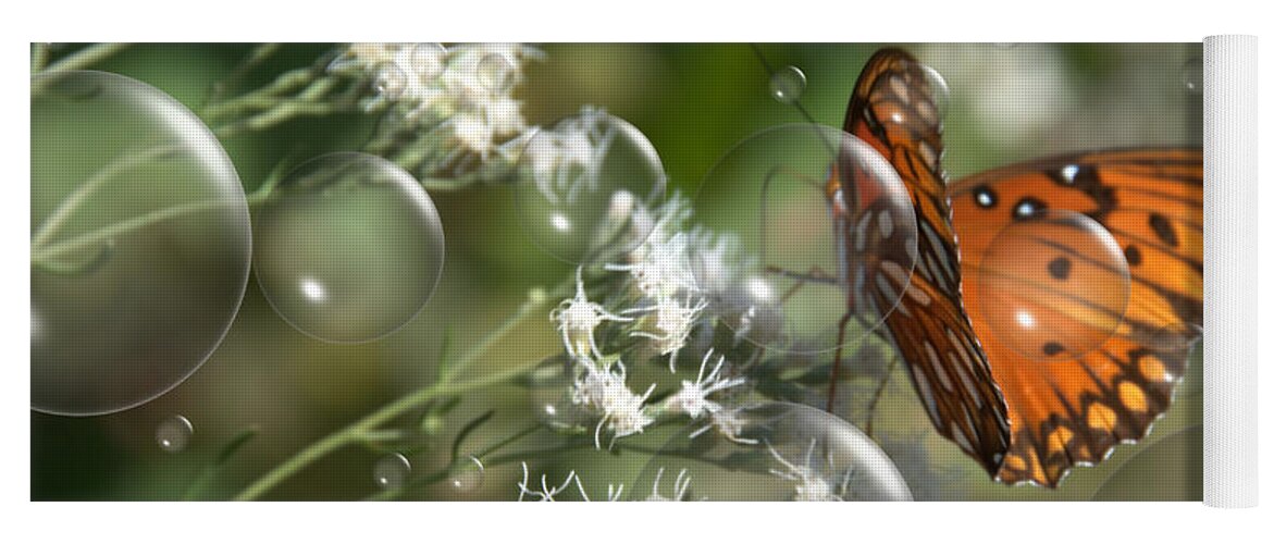 Butterfly Yoga Mat featuring the photograph Bubble Fly #1 by Steven Richardson