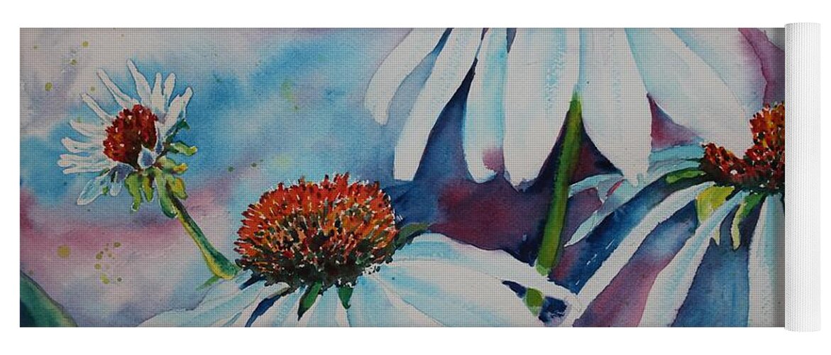 Flowers Yoga Mat featuring the painting Coneflower by Ruth Kamenev