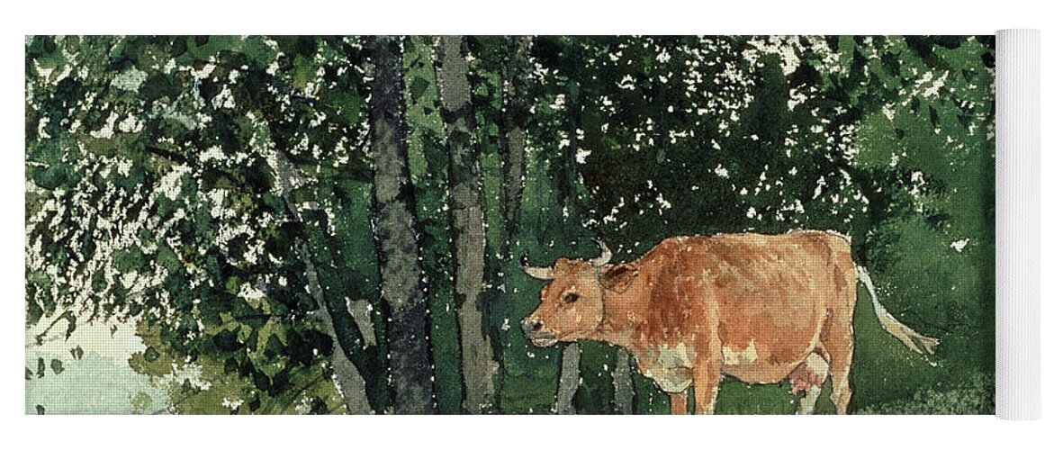 Cow In Pasture Yoga Mat featuring the painting Cow in Pasture by Winslow Homer