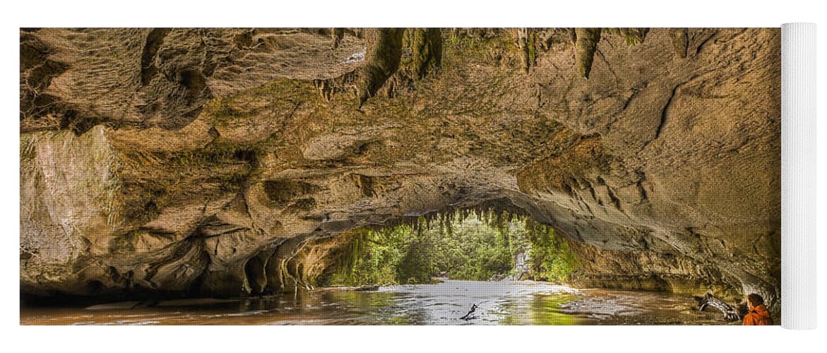 00441948 Yoga Mat featuring the photograph Moria Gate Arch And Oparara River #1 by Colin Monteath