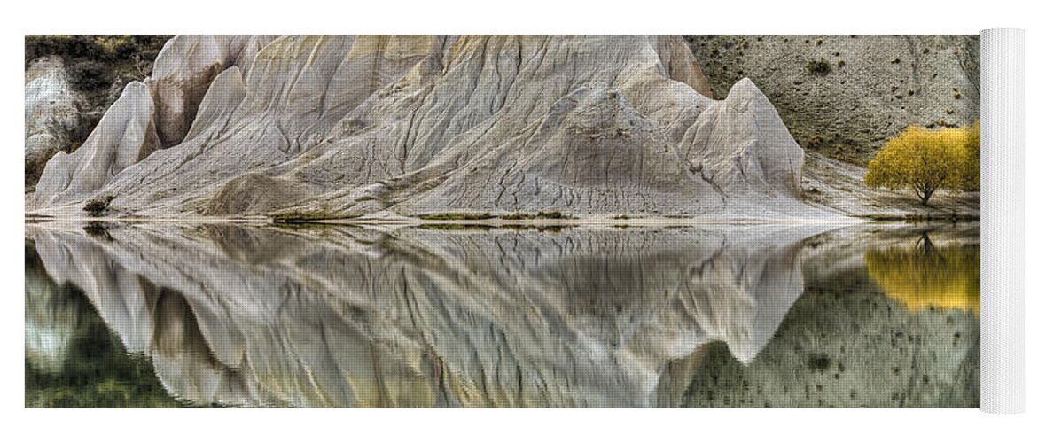 Hhh Yoga Mat featuring the photograph Reflection On Blue Lake, St Bathans #1 by Colin Monteath