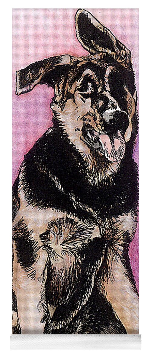 Dog Art Yoga Mat featuring the painting Shepherd Pup #1 by Patrice Clarkson