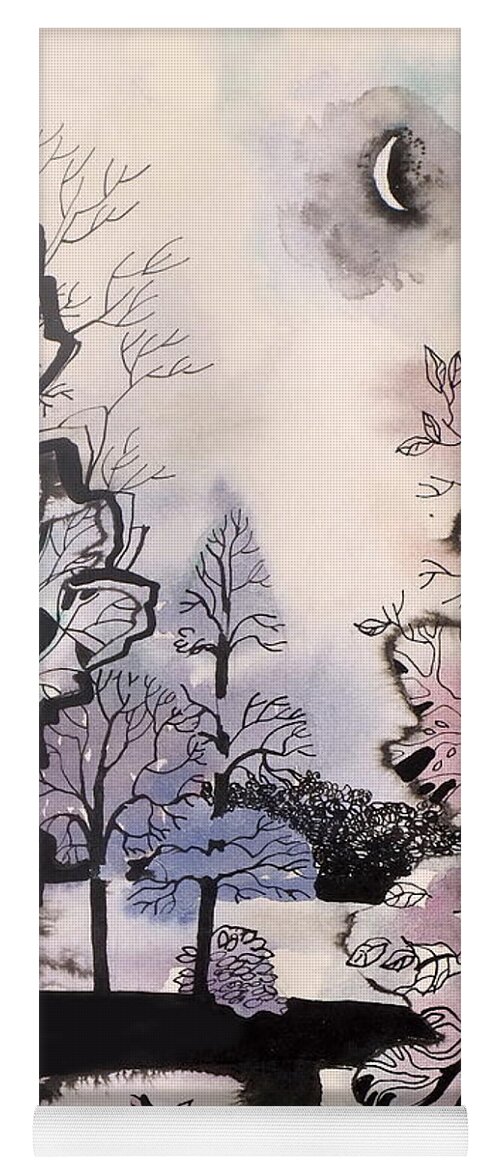Landscape Yoga Mat featuring the painting There are no strangers under the blossom of cherry tree #1 by Valentina Plishchina