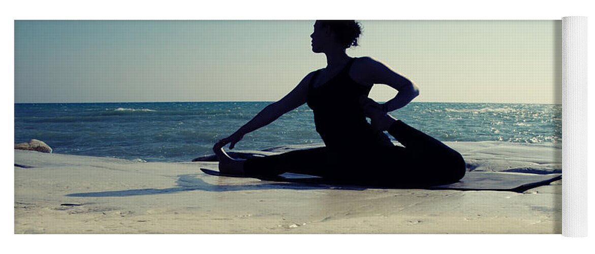Beach Yoga Mat featuring the photograph Yoga #1 by Stelios Kleanthous