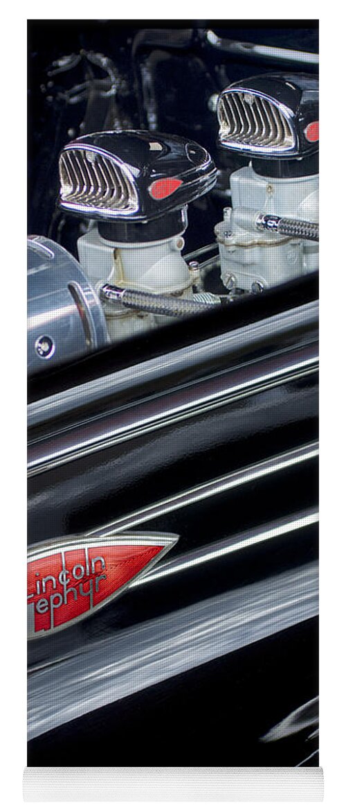 1939 Lincoln Zephyr Yoga Mat featuring the photograph 1939 Lincoln Zephyr Engine by Jill Reger