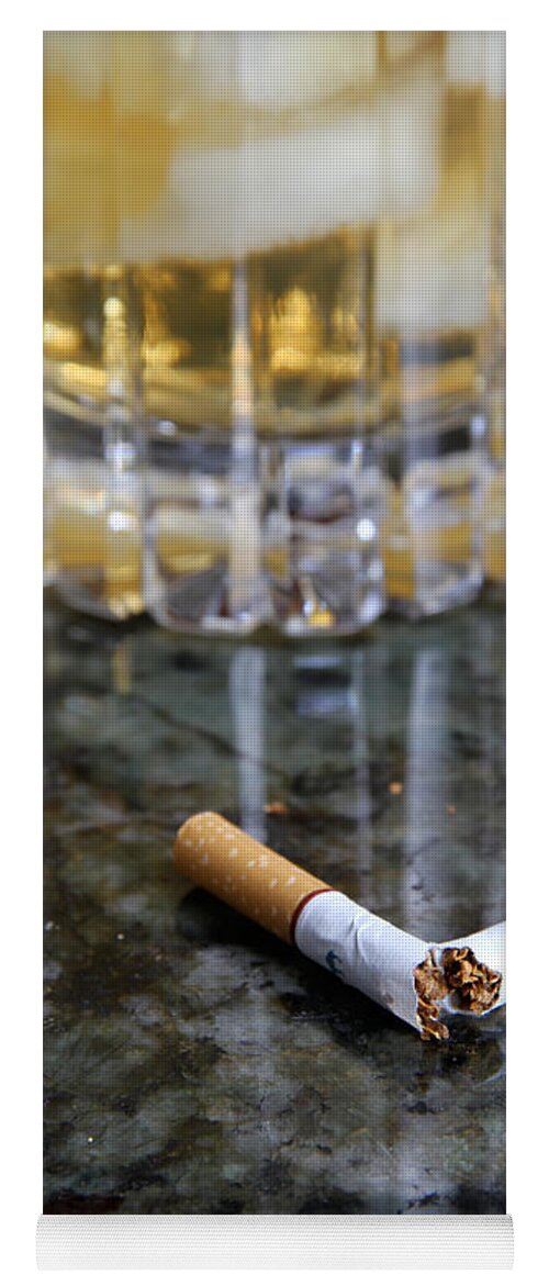 Still Life Yoga Mat featuring the photograph Alcohol And Cigarettes #2 by Photo Researchers