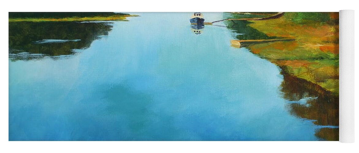 Summer Cottage Yoga Mat featuring the painting Little River Gloucester #1 by Claire Gagnon