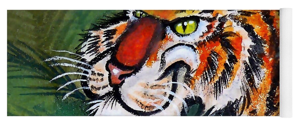 Tiger Yoga Mat featuring the painting Tiger #2 by Kevin Middleton