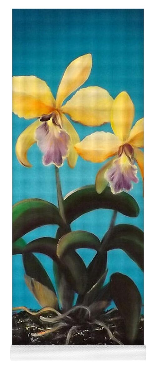 Colorful Flowers Yoga Mat featuring the painting Orchids #10 by Gina De Gorna