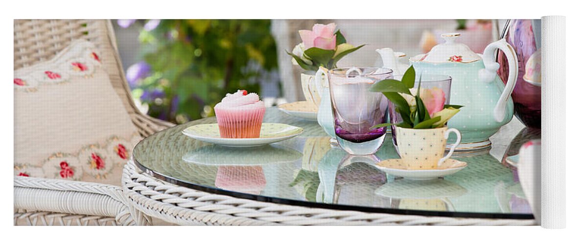 Dining Yoga Mat featuring the photograph Afternoon tea and cakes by Simon Bratt