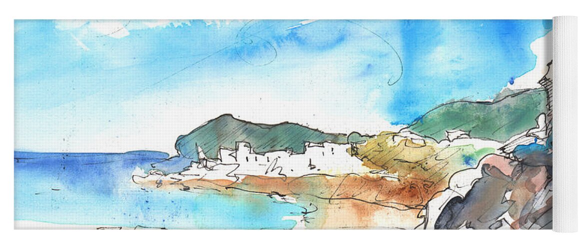 Travel Sketch Yoga Mat featuring the painting Agia Galini 01 by Miki De Goodaboom