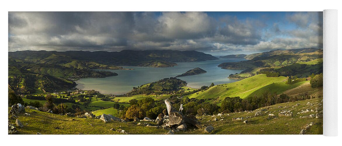 00462437 Yoga Mat featuring the photograph Akaroa Scenic Banks Peninsula by Colin Monteath