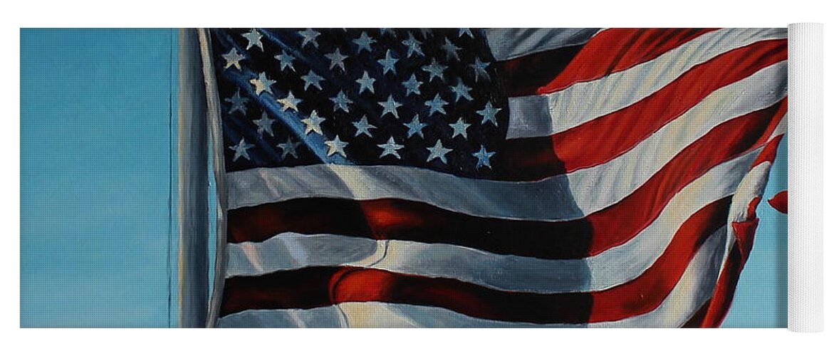 American Flag Yoga Mat featuring the painting America the Beautiful by Daniel W Green