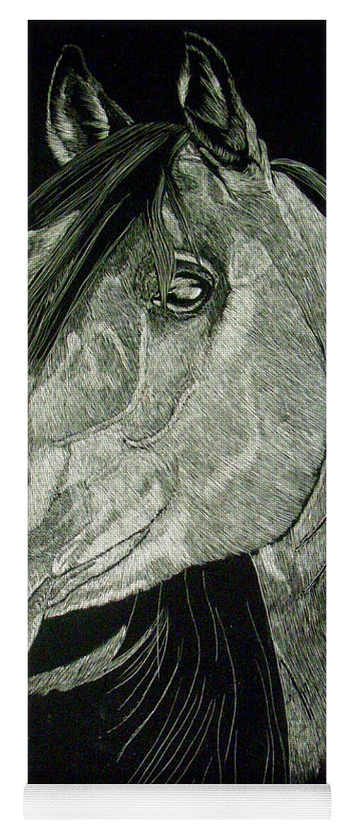 Horse Yoga Mat featuring the drawing April the Horse by Yenni Harrison