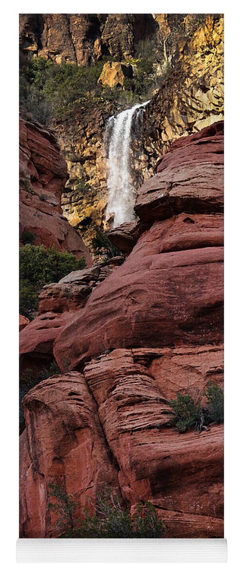 Arizona Yoga Mat featuring the photograph Arizona Red Rocks Waterfall by Karen Lee Ensley