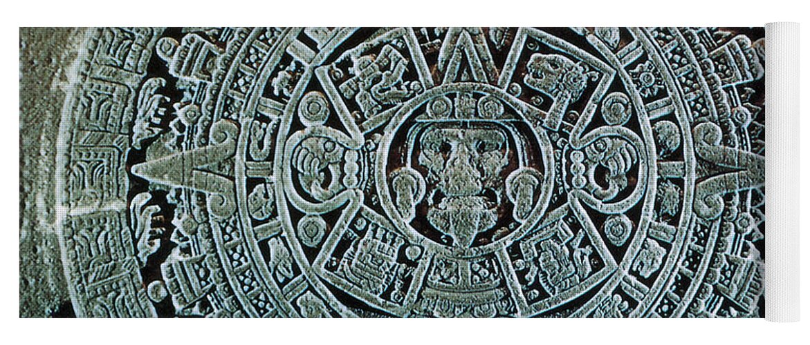 History Yoga Mat featuring the photograph Aztec Calendar Stone by Science Source