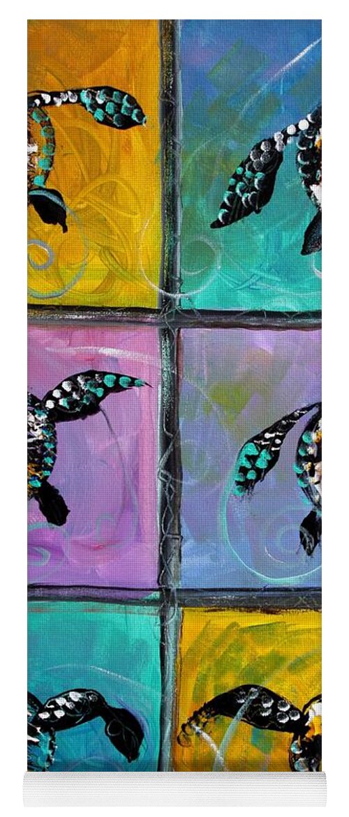 Sea Turtles Yoga Mat featuring the painting Baby Sea Turtles Six by J Vincent Scarpace