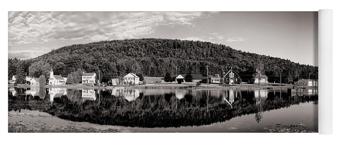 Adirondacks Yoga Mat featuring the photograph Brant Lake Reflections Black and White by Joshua House