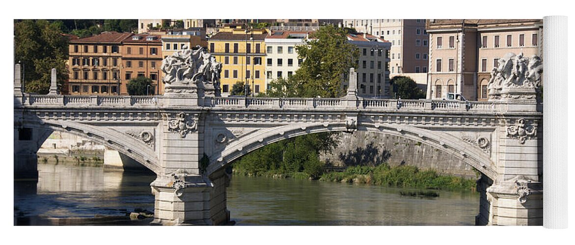 Emmanuel Ii Yoga Mat featuring the photograph Bridge Ponte Vittorio II. River Tiber.Rome by Bernard Jaubert