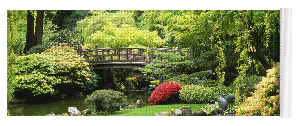 Japanese Garden Yoga Mat featuring the photograph Bridge To Tranquility by Sandra Bronstein