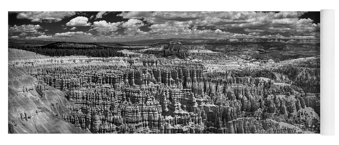 Bryce Yoga Mat featuring the photograph Bryce Canyon - Black and White by Larry Carr