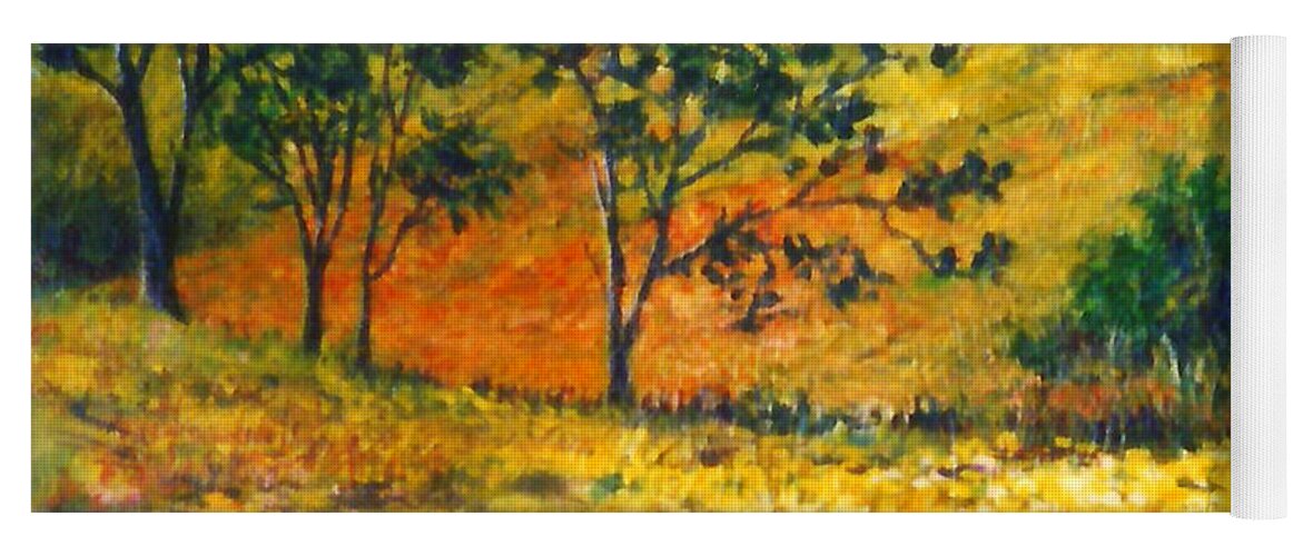 Fall Landscape Yoga Mat featuring the painting California Fields by Lou Ann Bagnall