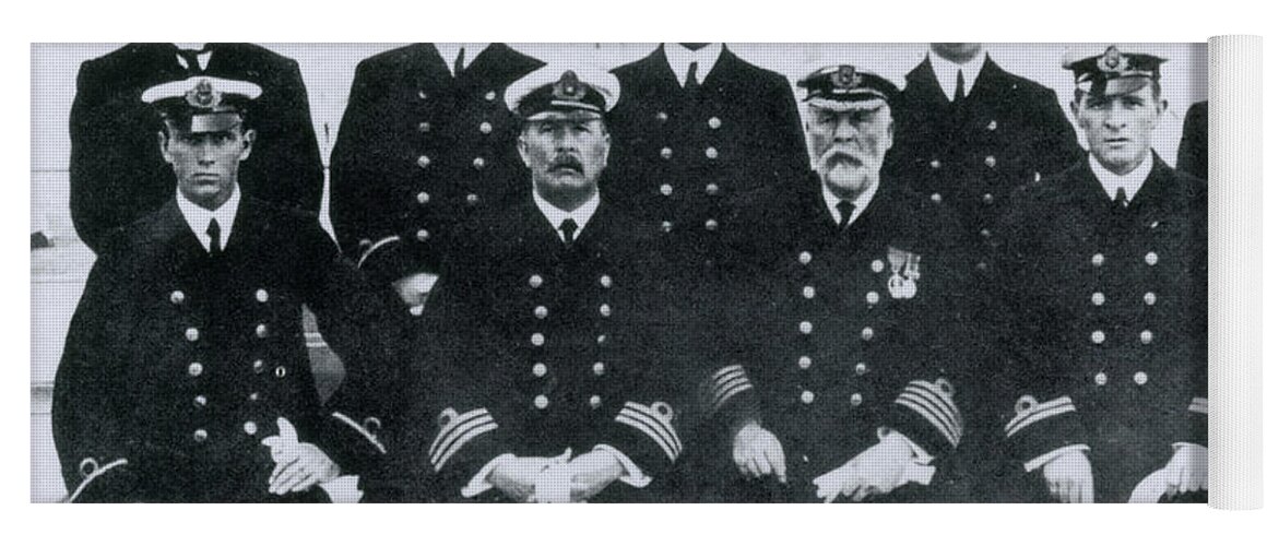 Captain Yoga Mat featuring the photograph Captain And Officers Of The Titanic by Photo Researchers