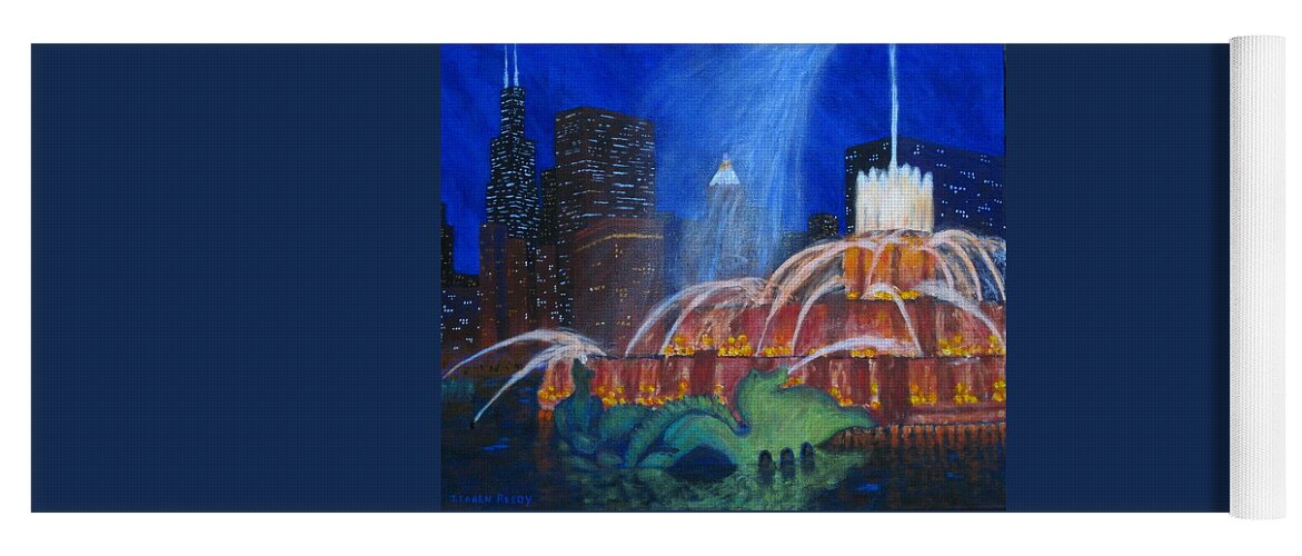 Chicago Painting Yoga Mat featuring the painting Chicago's Buckingham Fountain by J Loren Reedy