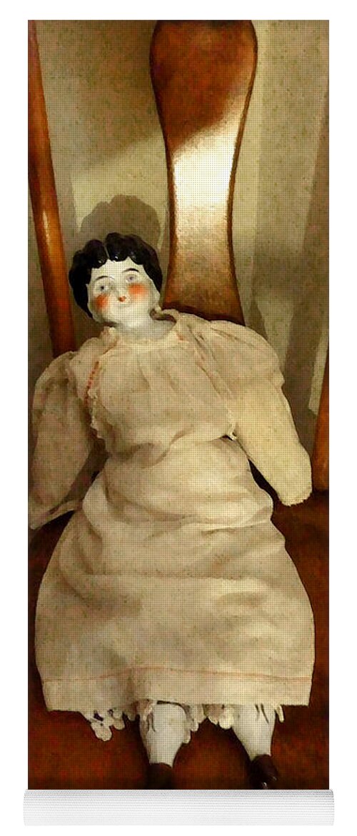 Doll Yoga Mat featuring the photograph China Doll on Chair by Susan Savad