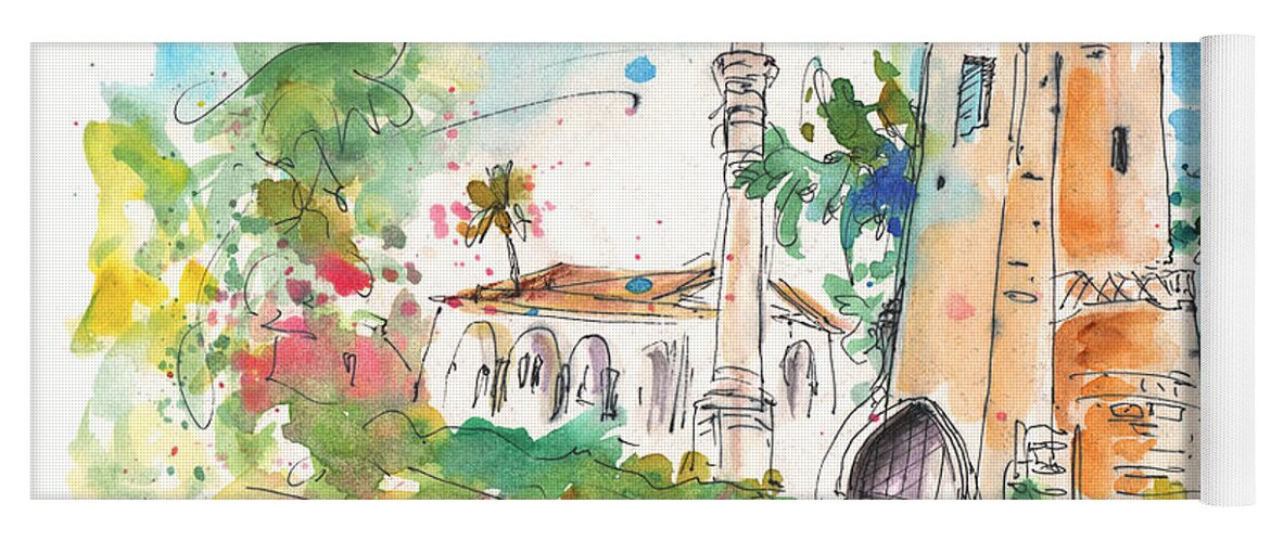 Travel Sketch Yoga Mat featuring the painting Church in Turkish Nicosia by Miki De Goodaboom