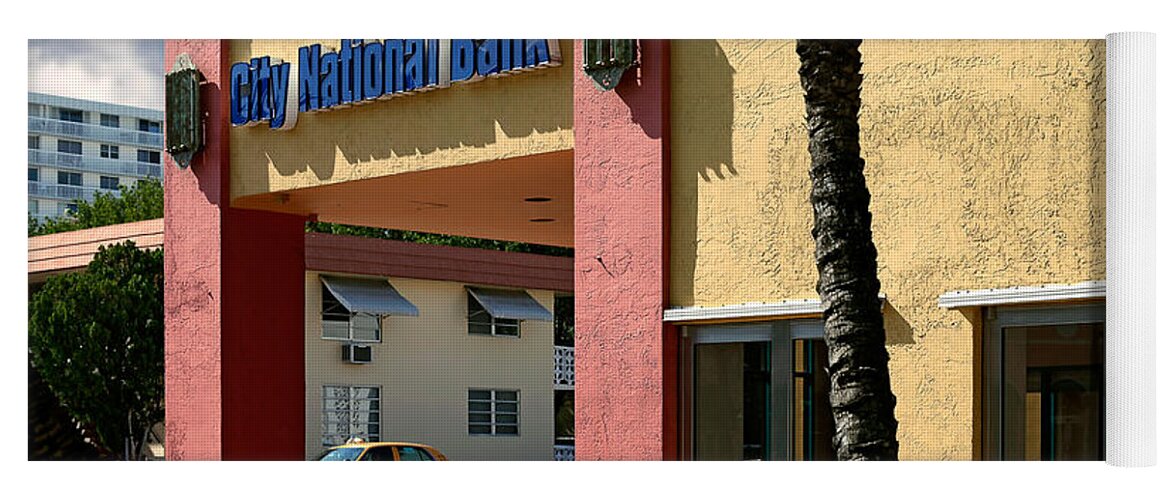Art Deco District Miami Beach Yoga Mat featuring the photograph City National Bank. Miami. FL. USA by Juan Carlos Ferro Duque