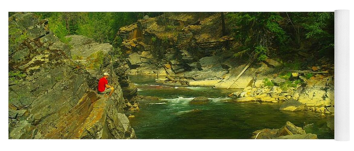 Yak River Yoga Mat featuring the photograph Cliff Over The Yak River by Jeff Swan