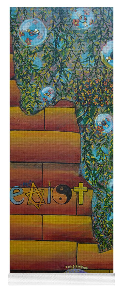 Coexist Yoga Mat featuring the painting Coexist by Mindy Huntress